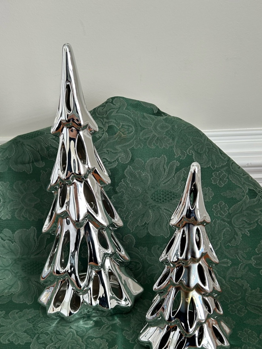 Yankee Candle Silver Ceramic Holiday Tree Set of Two